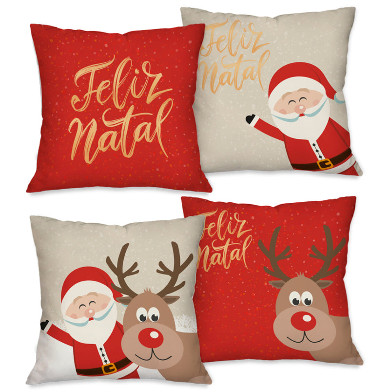 Kit com 4 capas para almofadas decorativas de Natal