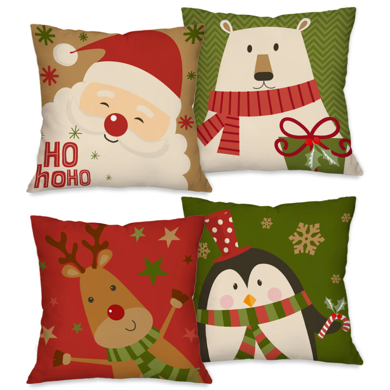 Kit com 4 capas para almofadas decorativas de Natal