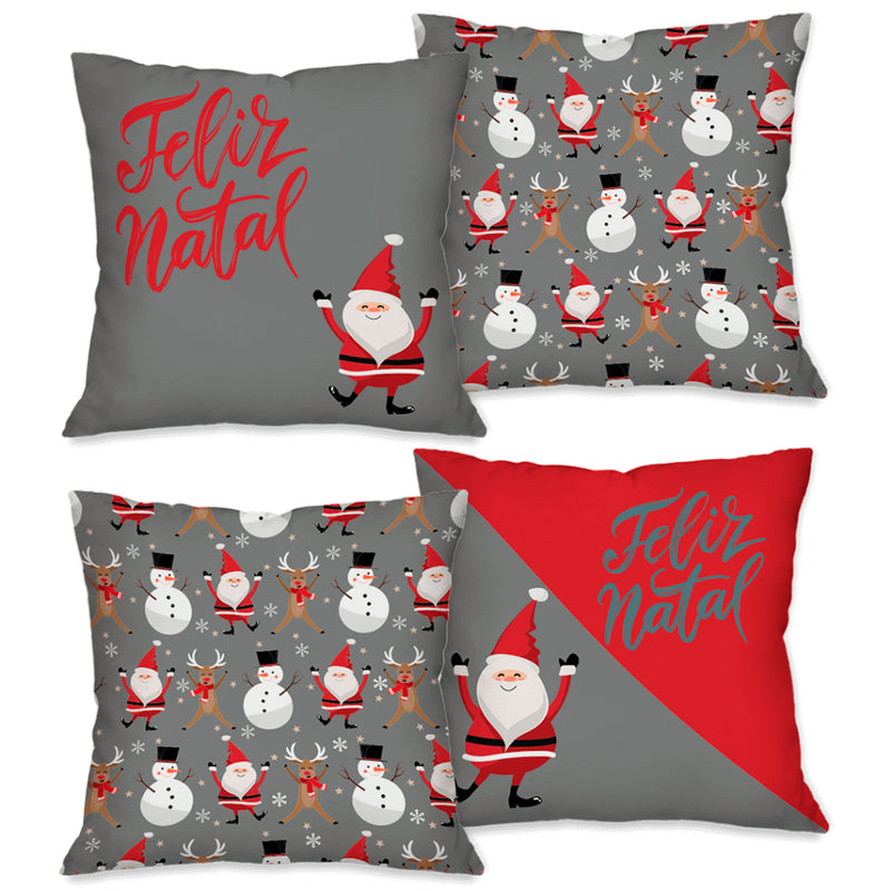 Kit com 4 capas para almofadas decorativas de Natal