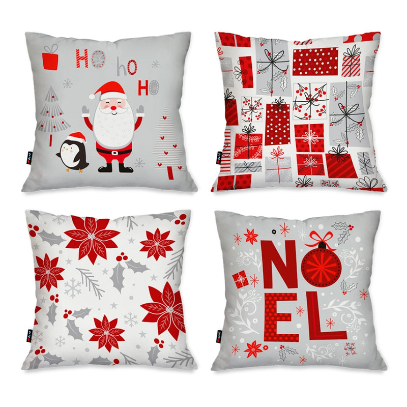 Kit com 4 capas para almofadas decorativas de Natal