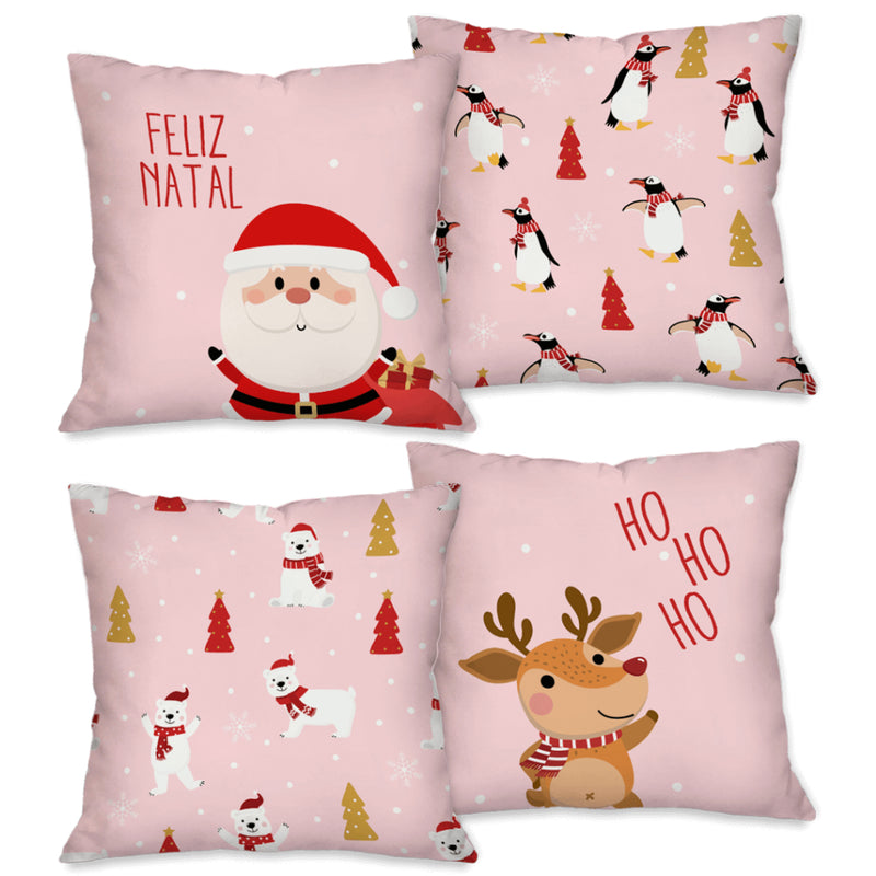 Kit com 4 capas para almofadas decorativas de Natal