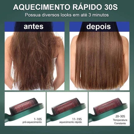 Escova Alisadora Bivolt 5 em 1 – Alisa, Hidrata, Modela, Alinha e Anti-Frizz